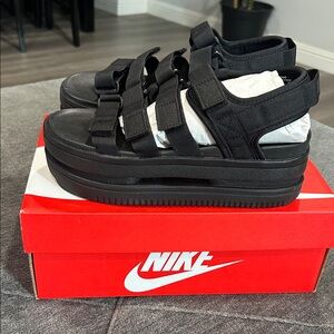 Nike Black Strap Platform Sandals